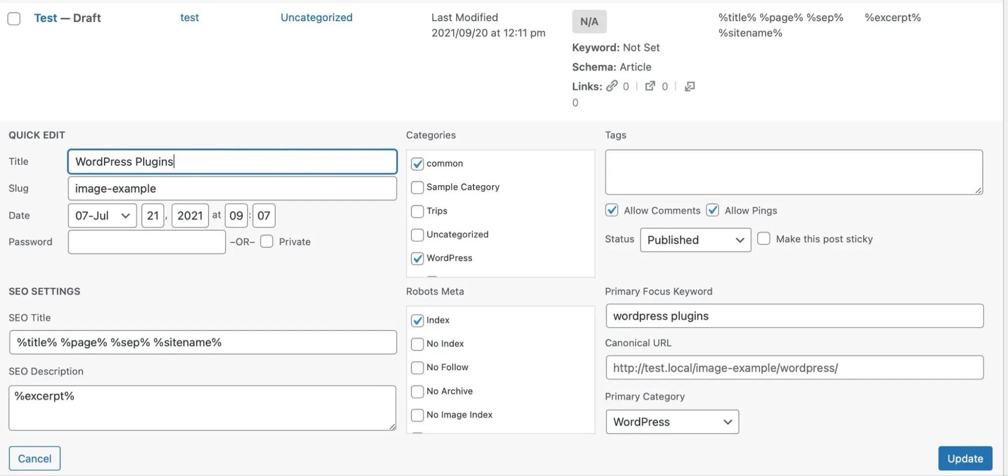 Edit SEO Metadata in Rank Math Plugin
