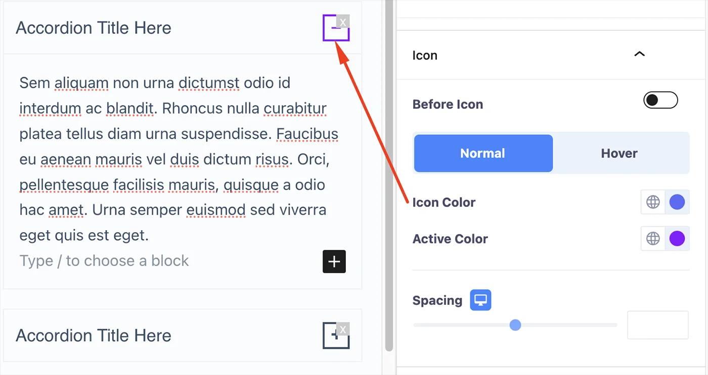Accordion Icon color