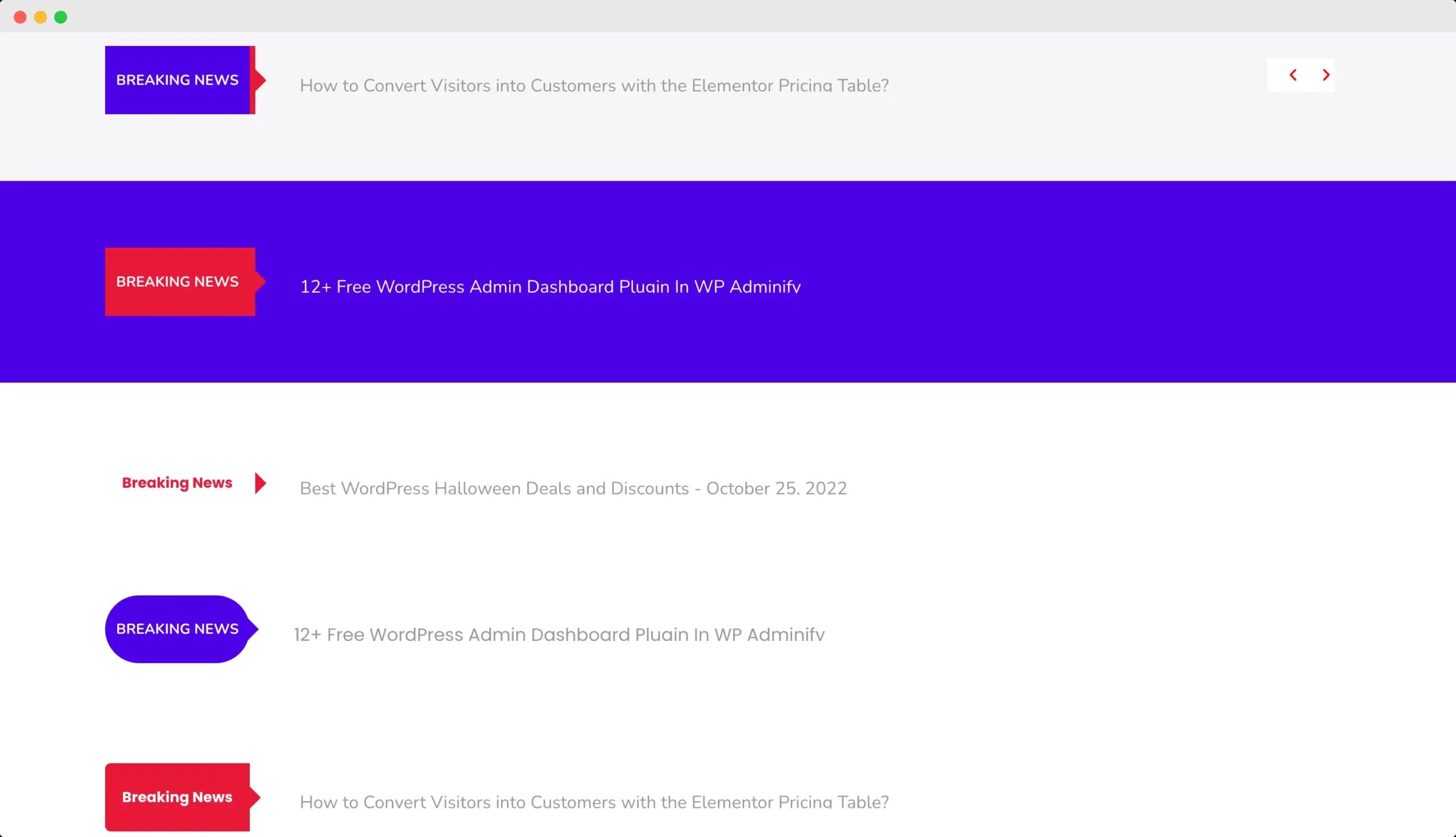 News ticker for Blog