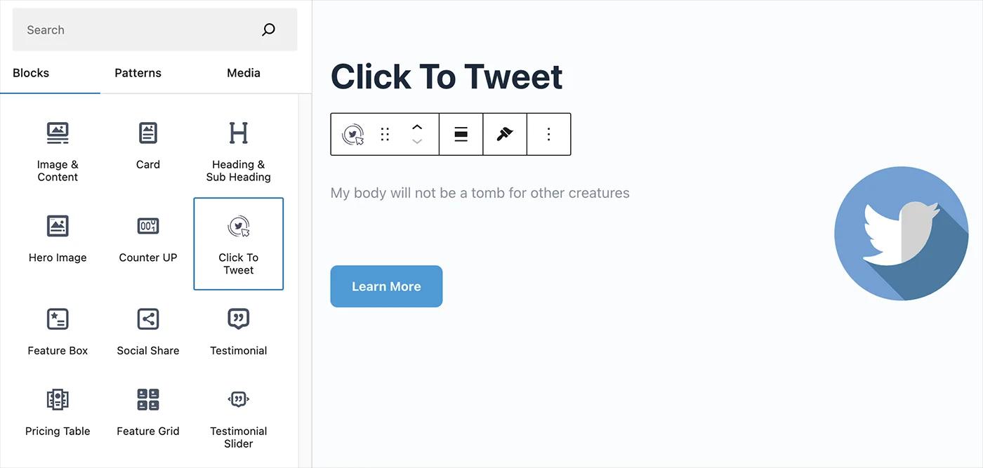 Add Click to tweet block