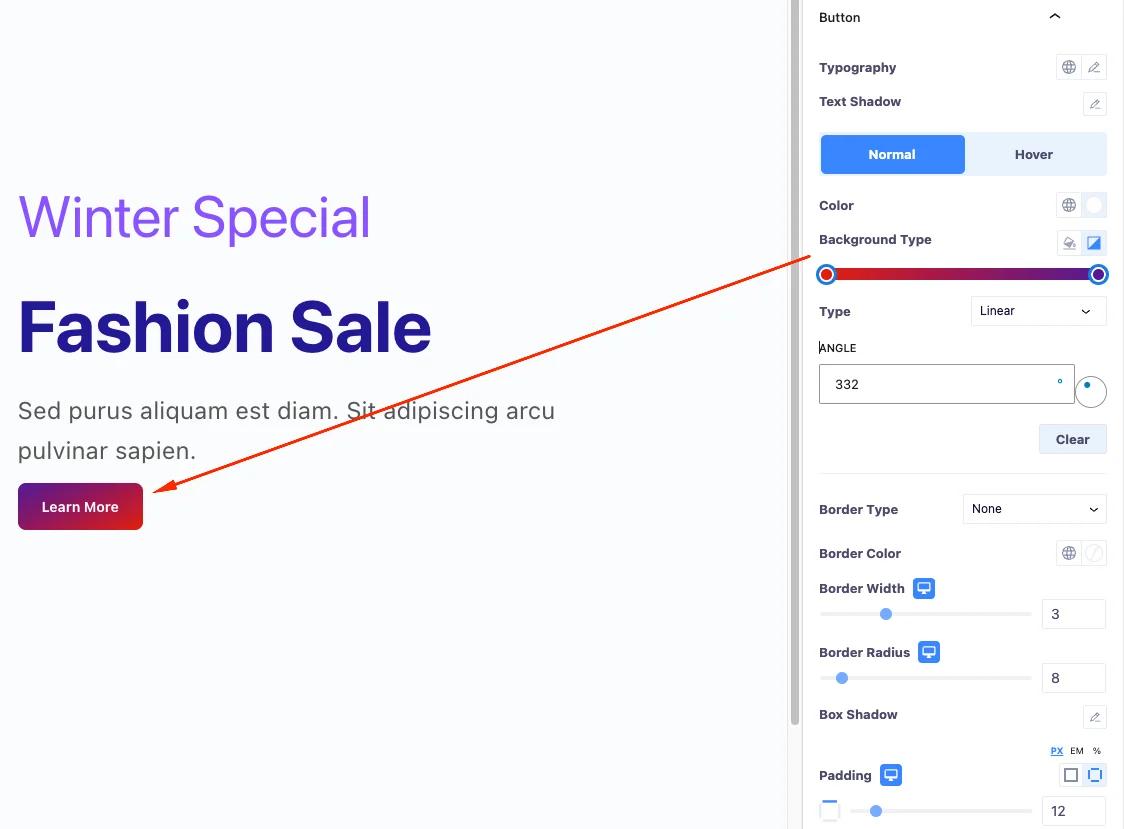 Hero Image button style