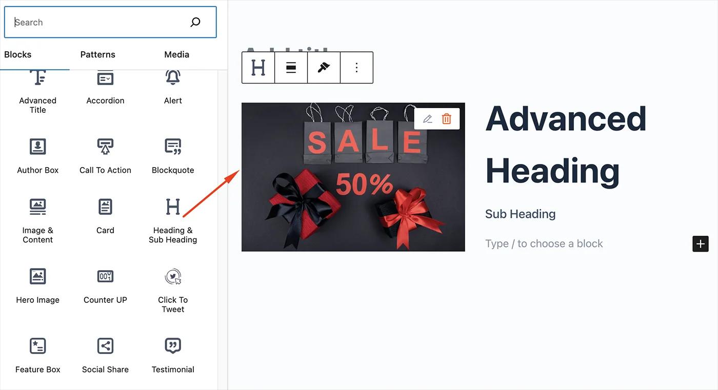 Add Heading and Sub heading in Editor