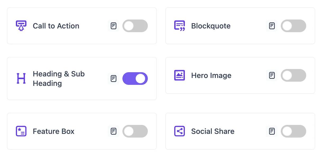 Enable Heading and Sub heading block