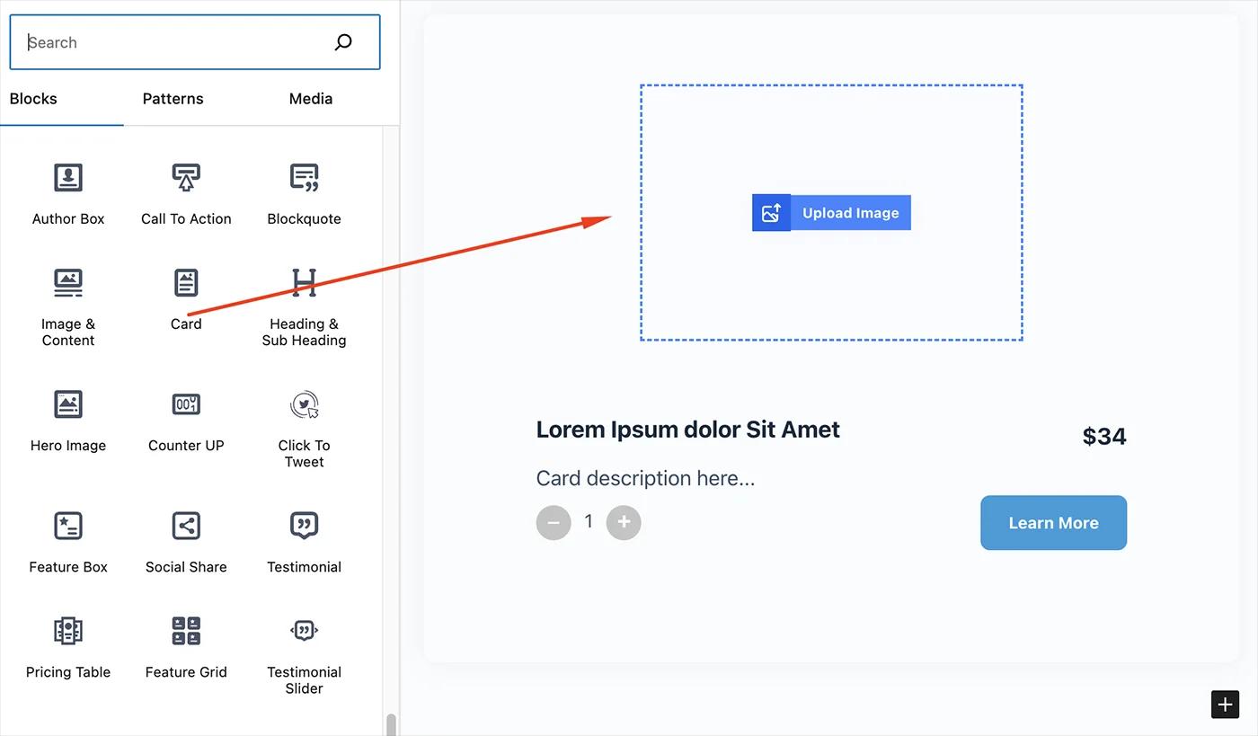 Add Card block in Gutenberg Editor