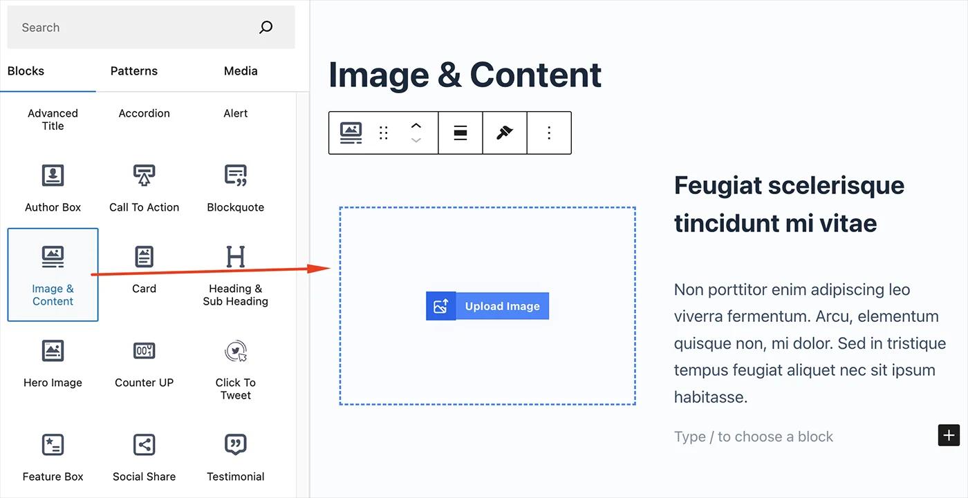 Add Image and Content block in Editor