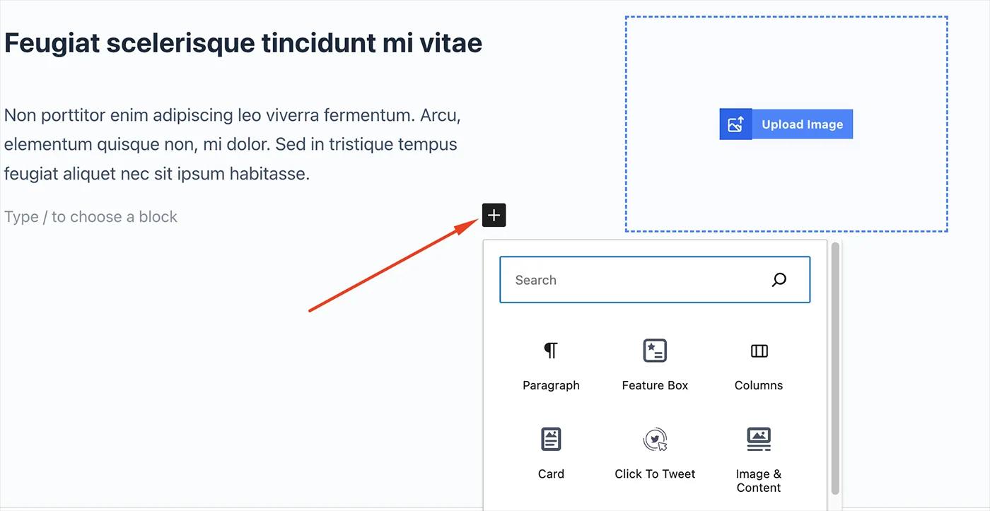 Adding block inside image and content block
