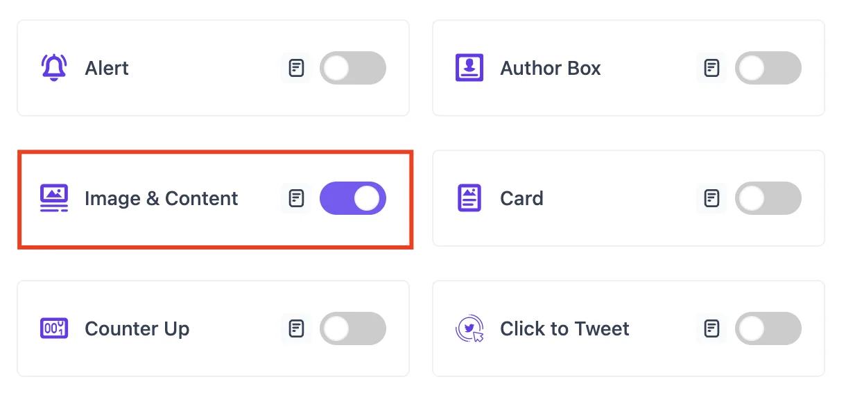 Enable Image and Content block
