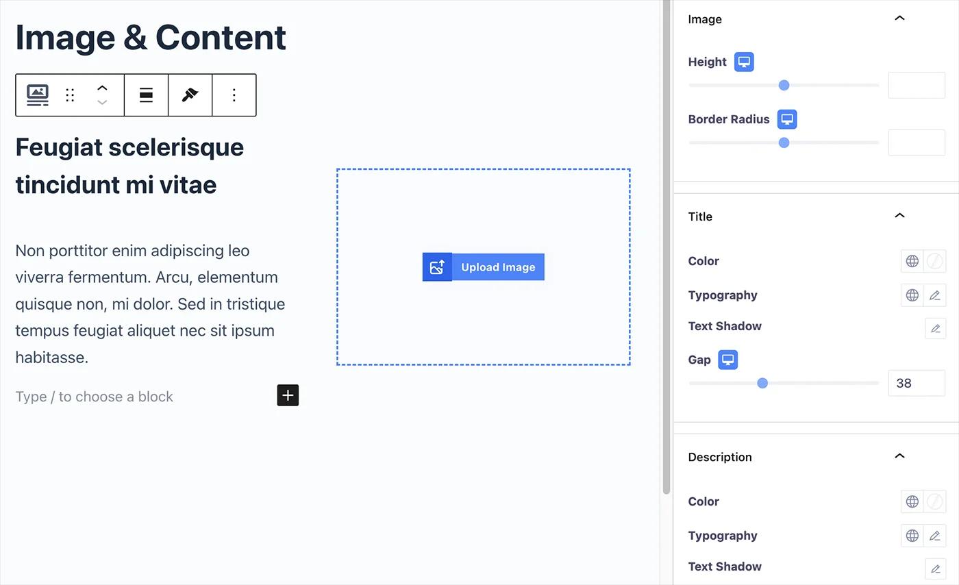 Image Title and description style