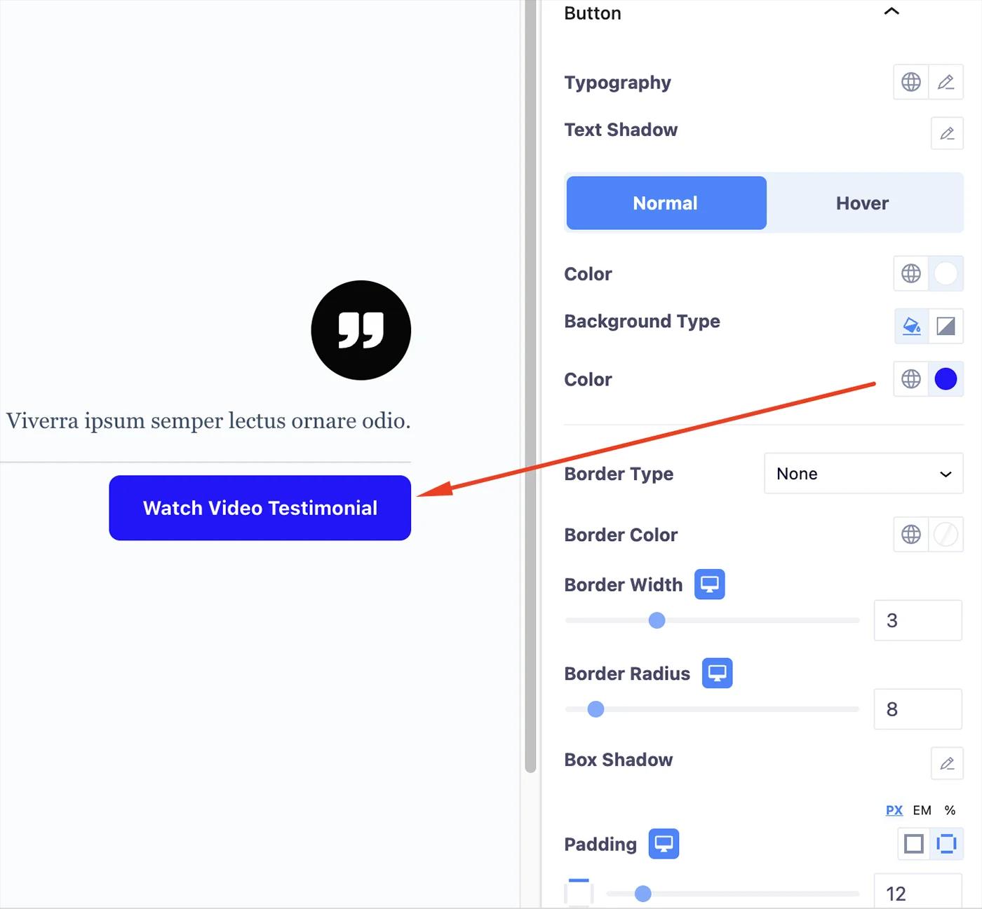 Blockquote button customization