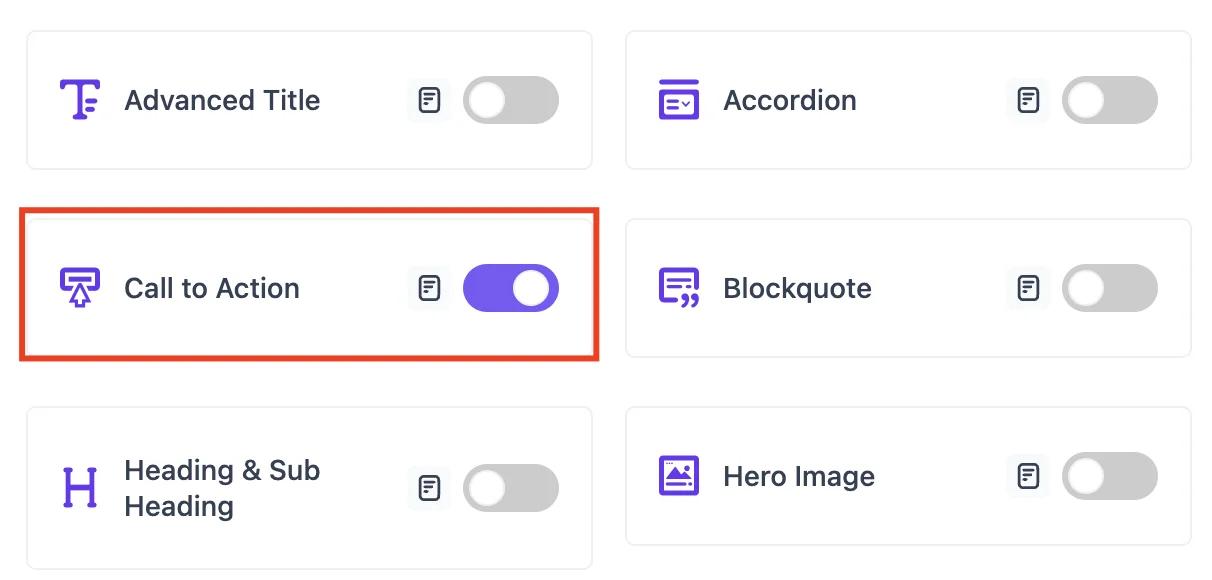 Enable Call to action block
