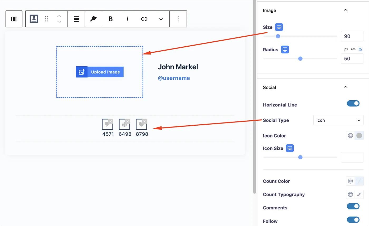 Author block Image and Social customization