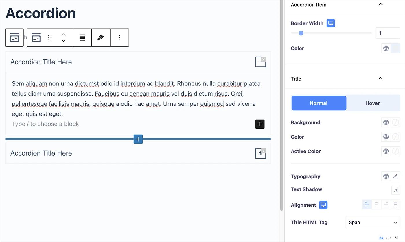Accordion item title and border