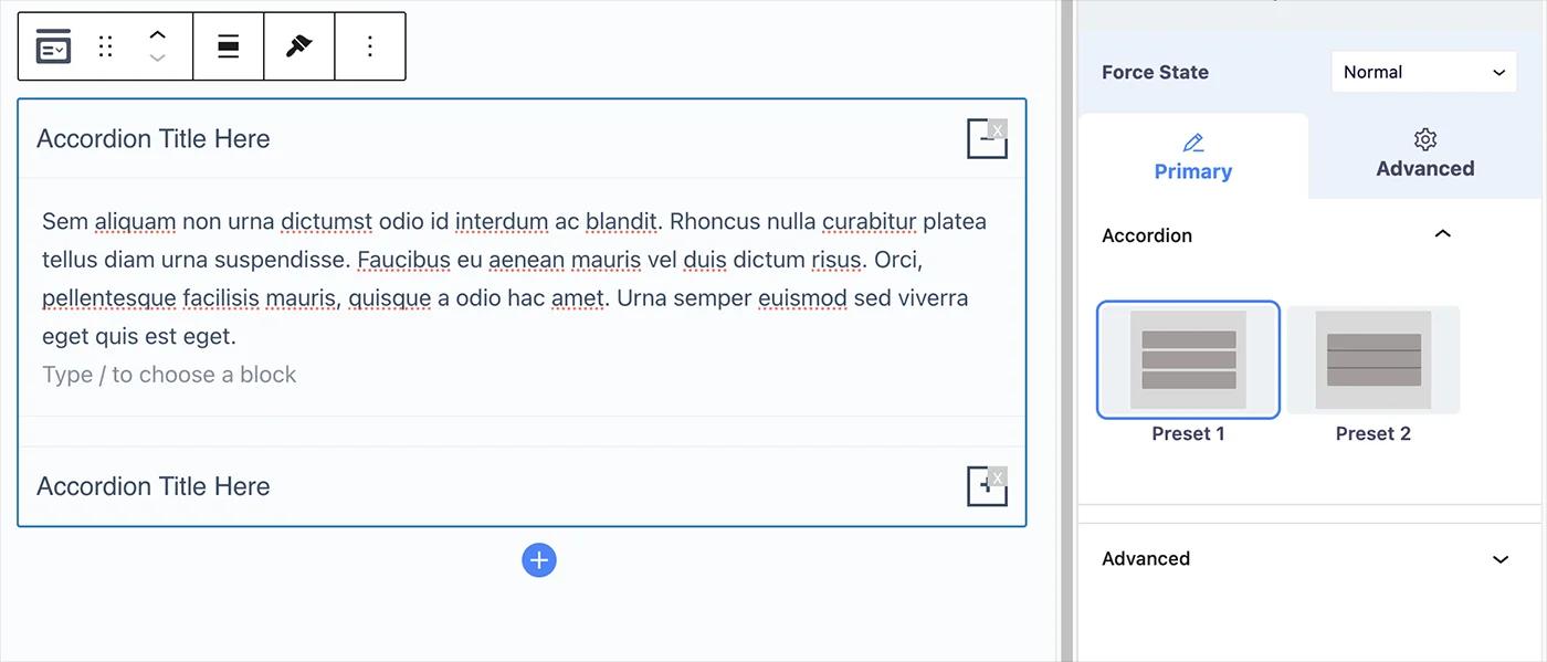 Accordion Preset style