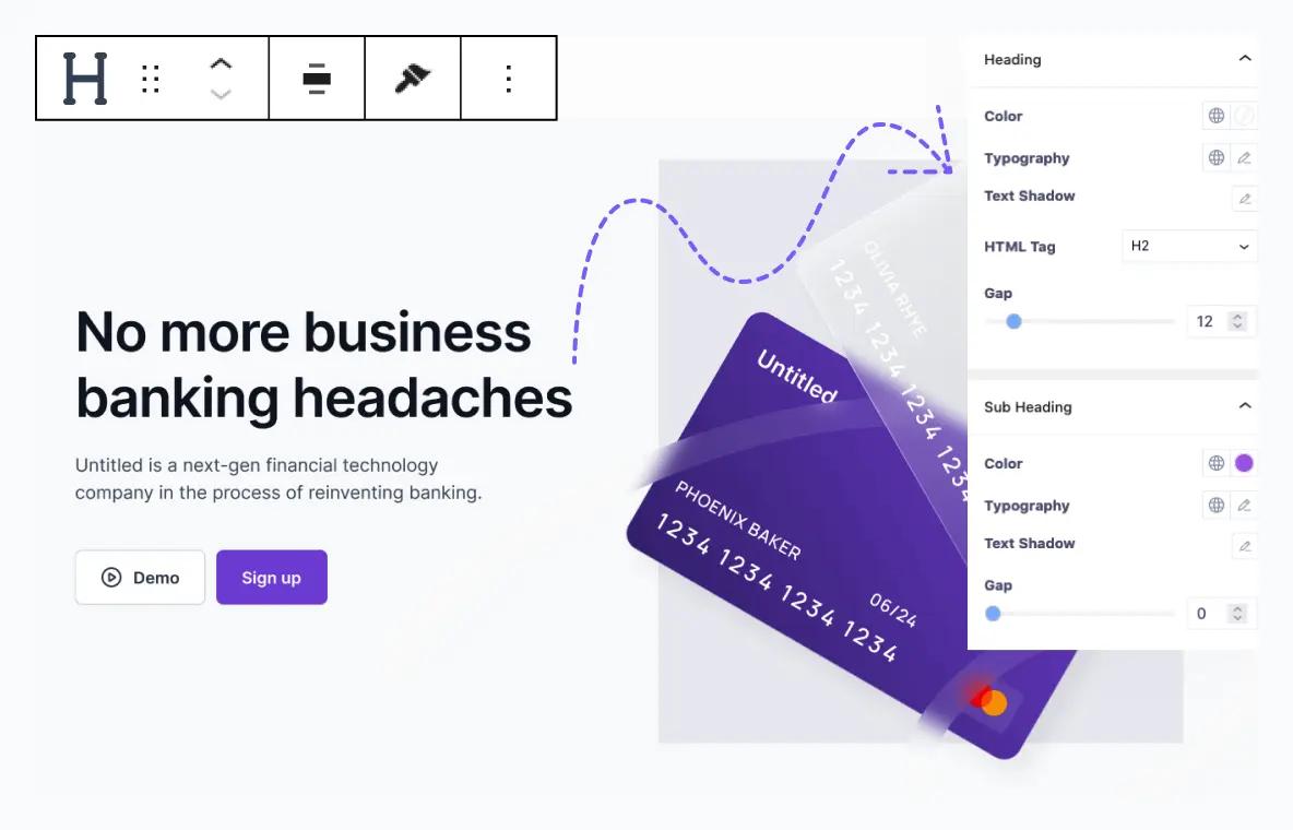 Heading & Sub Heading block