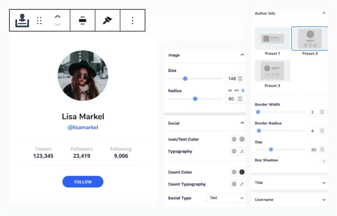 Author bio description block