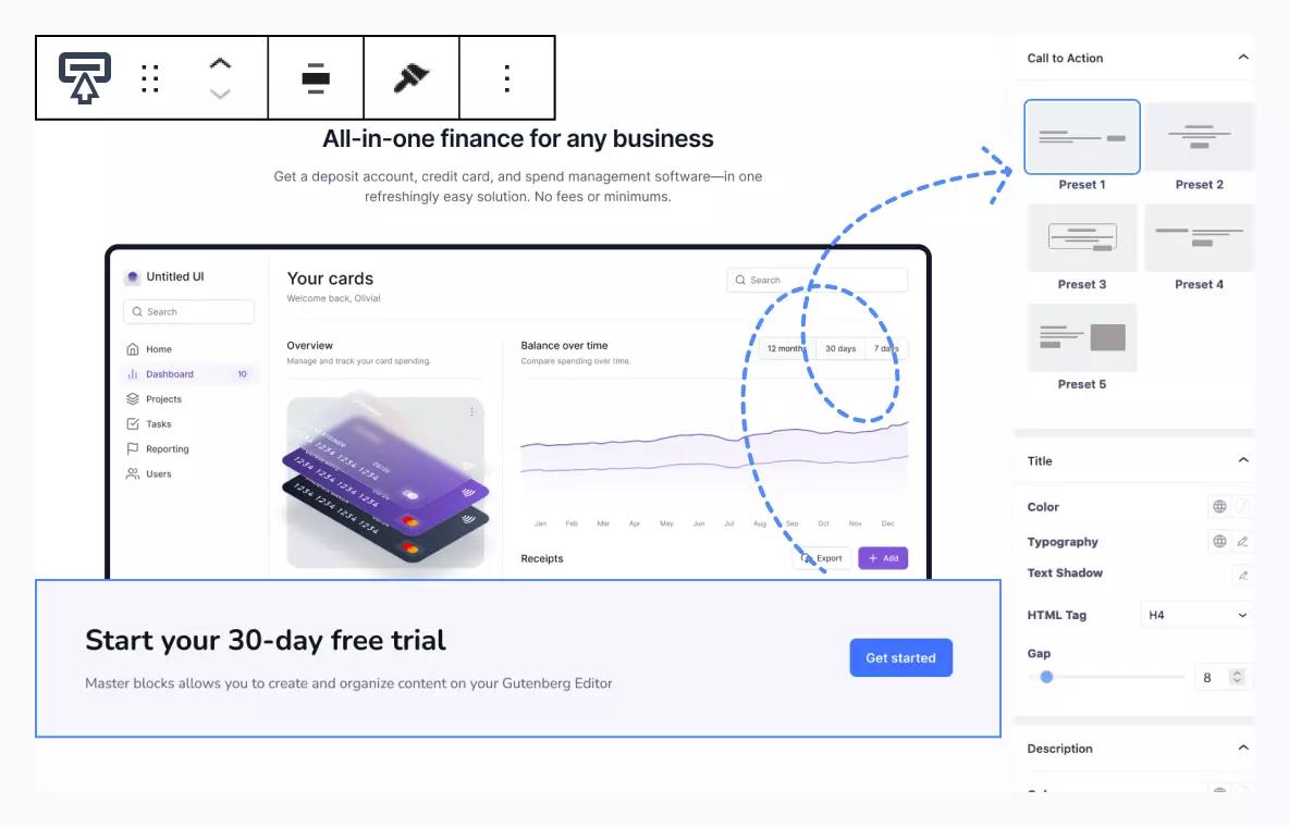 Call to action block for Gutenberg Editor