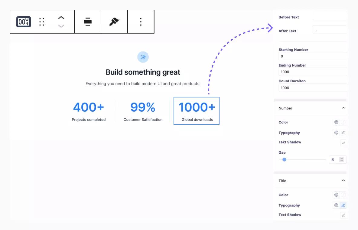 Counter Up block for Gutenberg