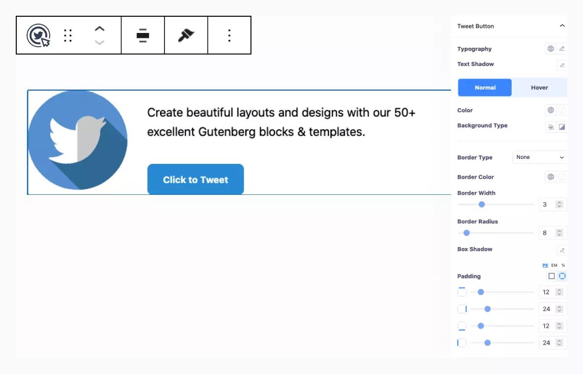 Click to Tweet gutenberg block