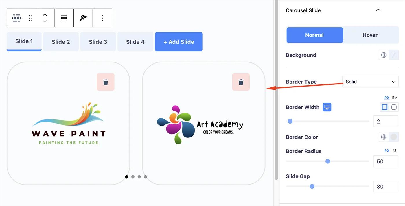 Carousel Slide border option for logo slider