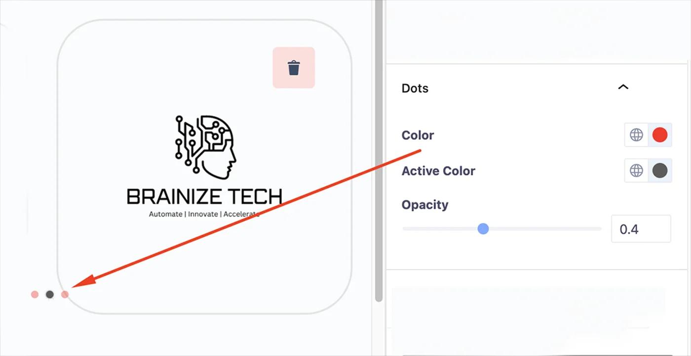 Logo slider dots customization option