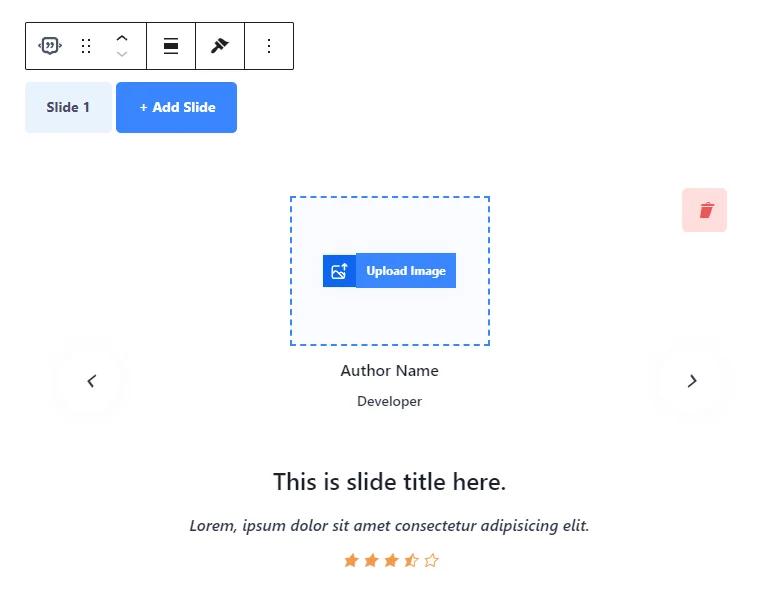 Add author name, title, description in testimonial slider