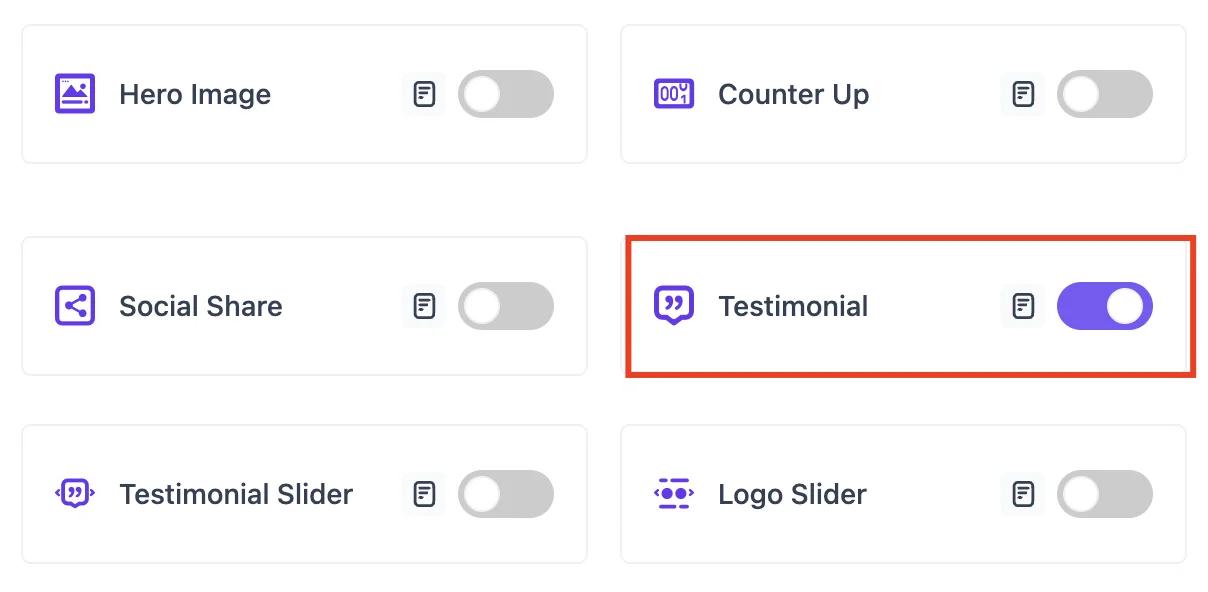 Enable Testimonial block