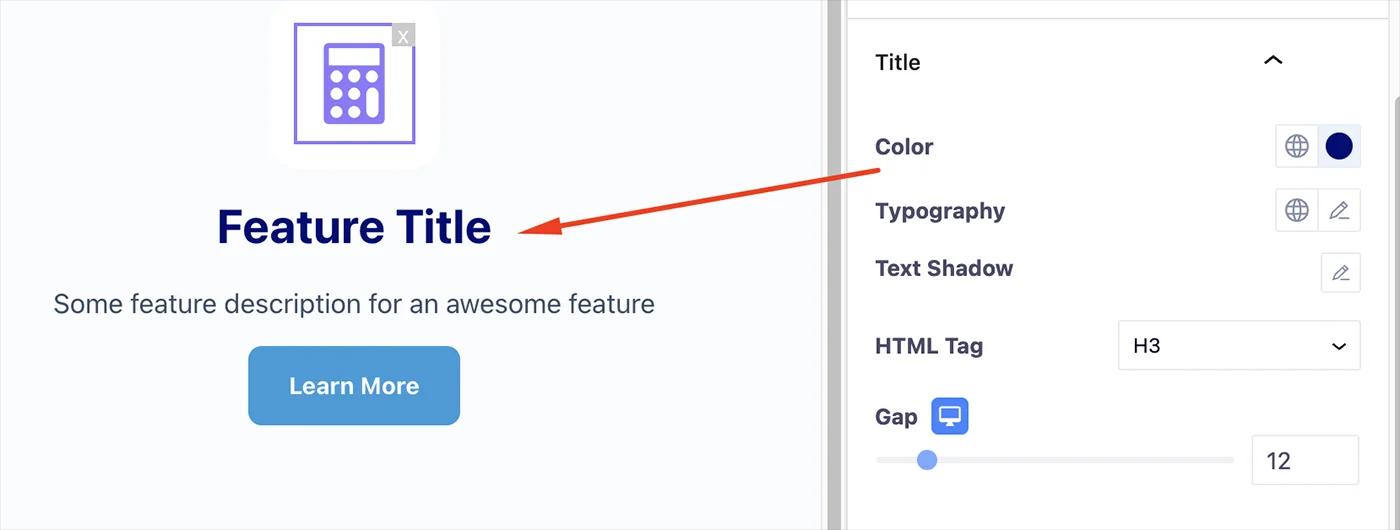 Feature box title customization