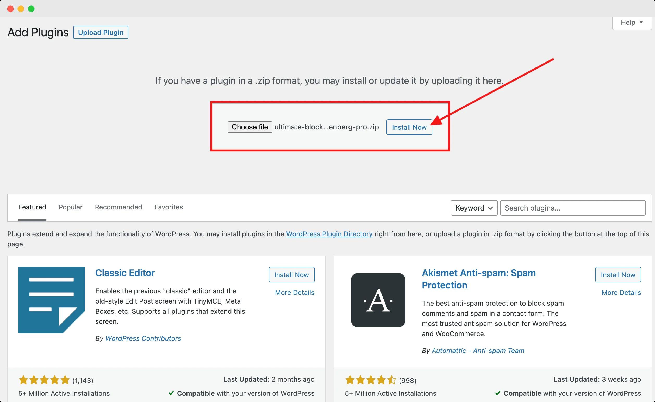 Add Master Blocks Pro plugin and install now