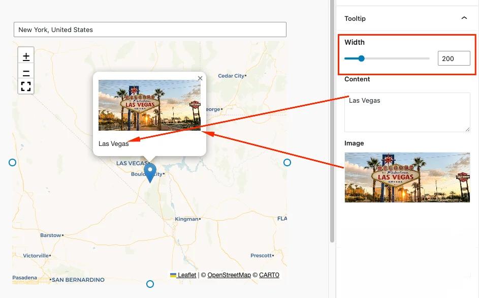Mapfy tooltip with content and image