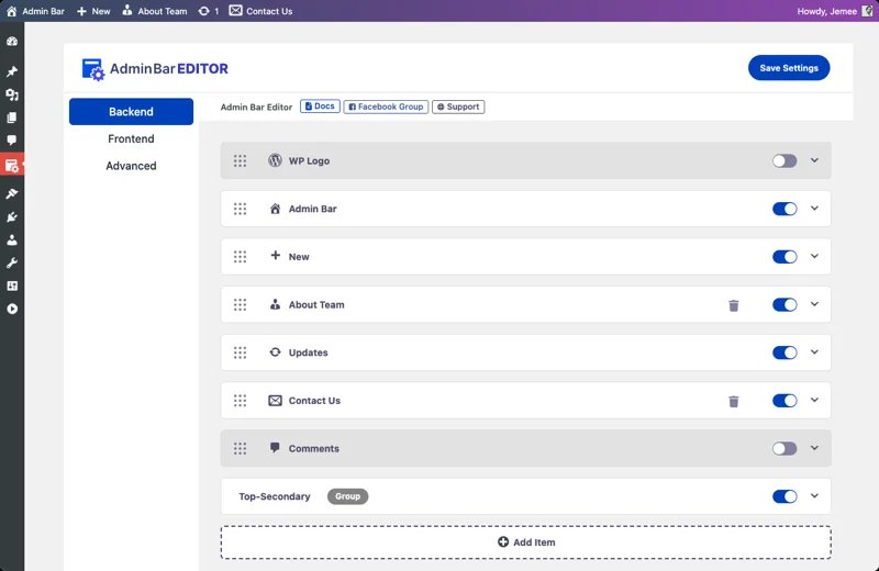 Admin Bar Editor Promo