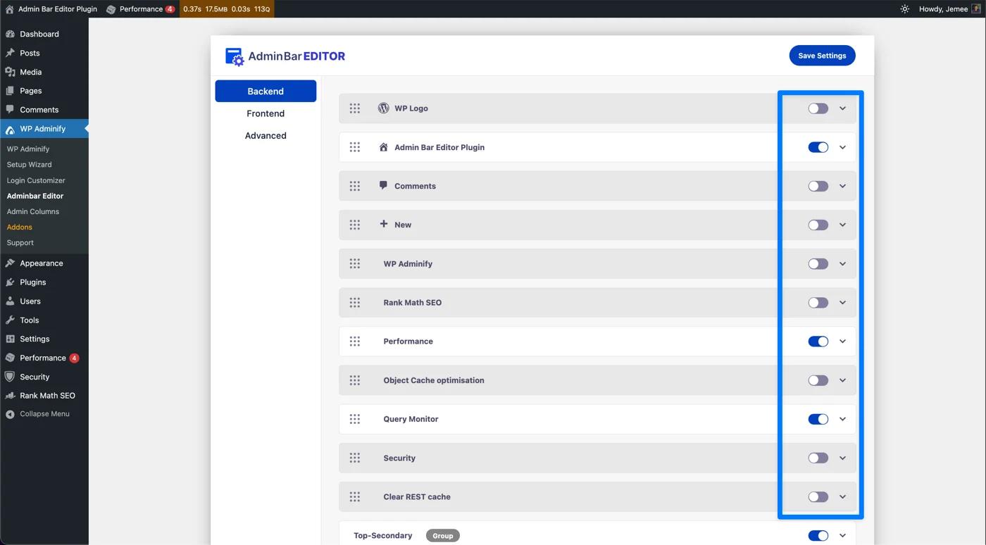 Hide WordPress Admin Bar backend for all users