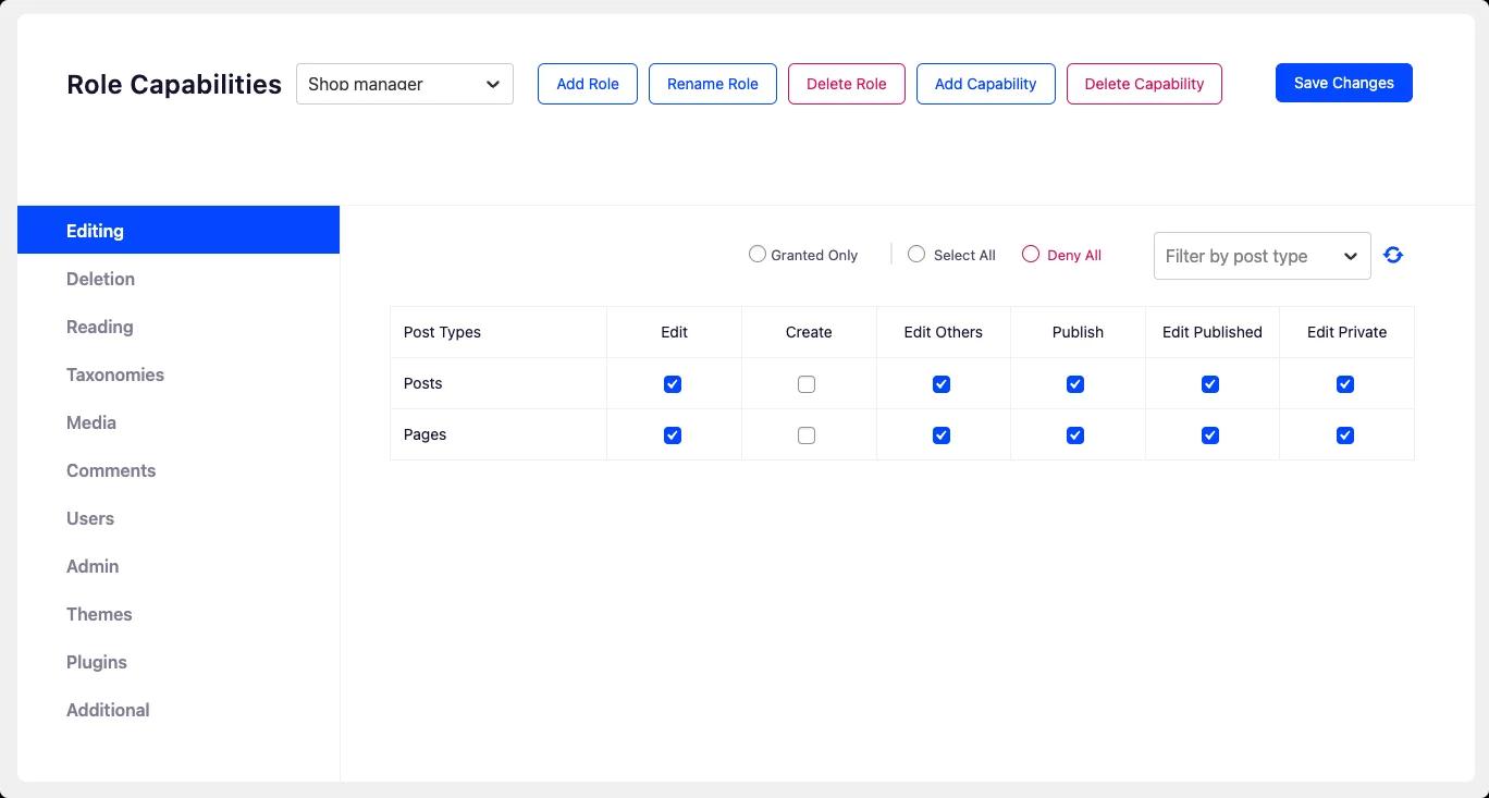 User role Editor plugin