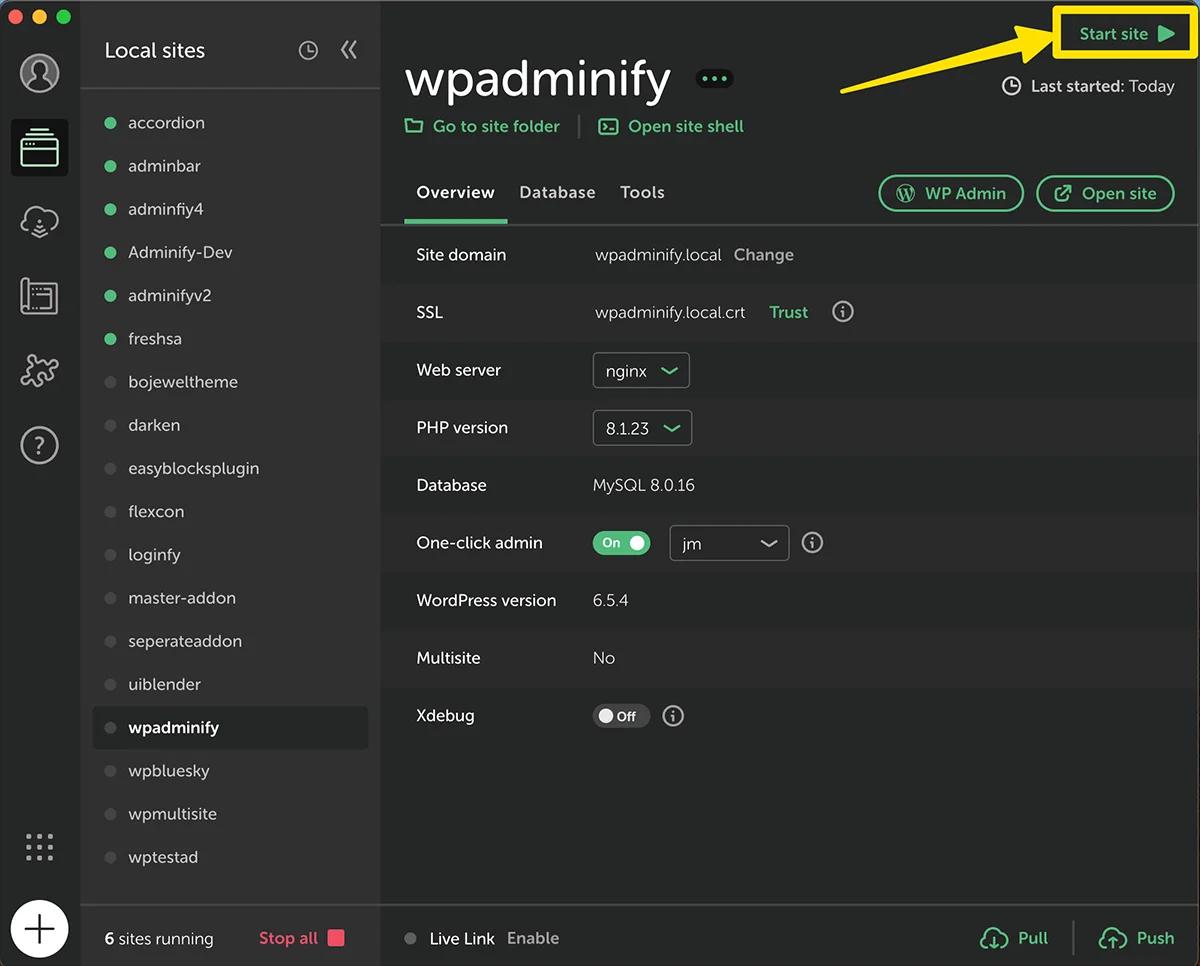 Start Your Site in localwp