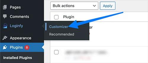 Loginfy plugin options