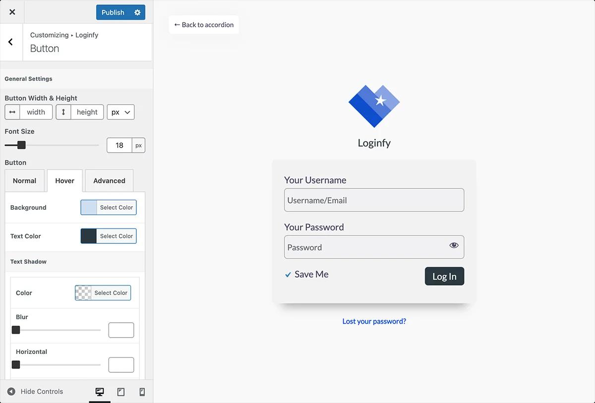 WordPress login page button customization