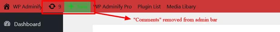 Admin bar without Comments