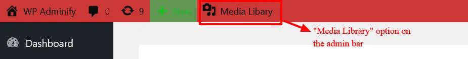Media library option on admin bar