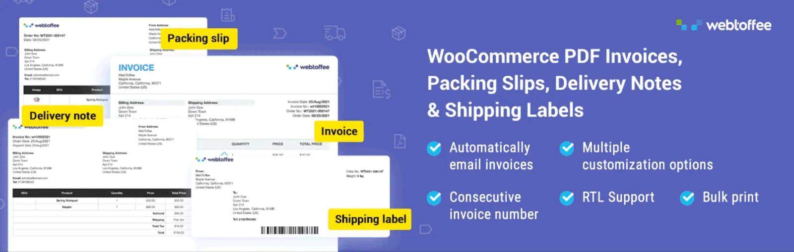 WooCommerce PDF Invoices, Packing Slips, and Credit Notes