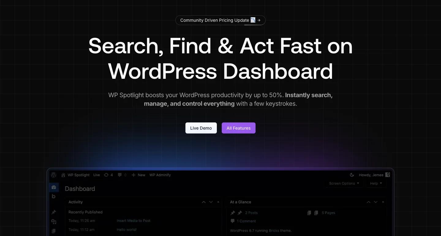 WP Spotlight homepage