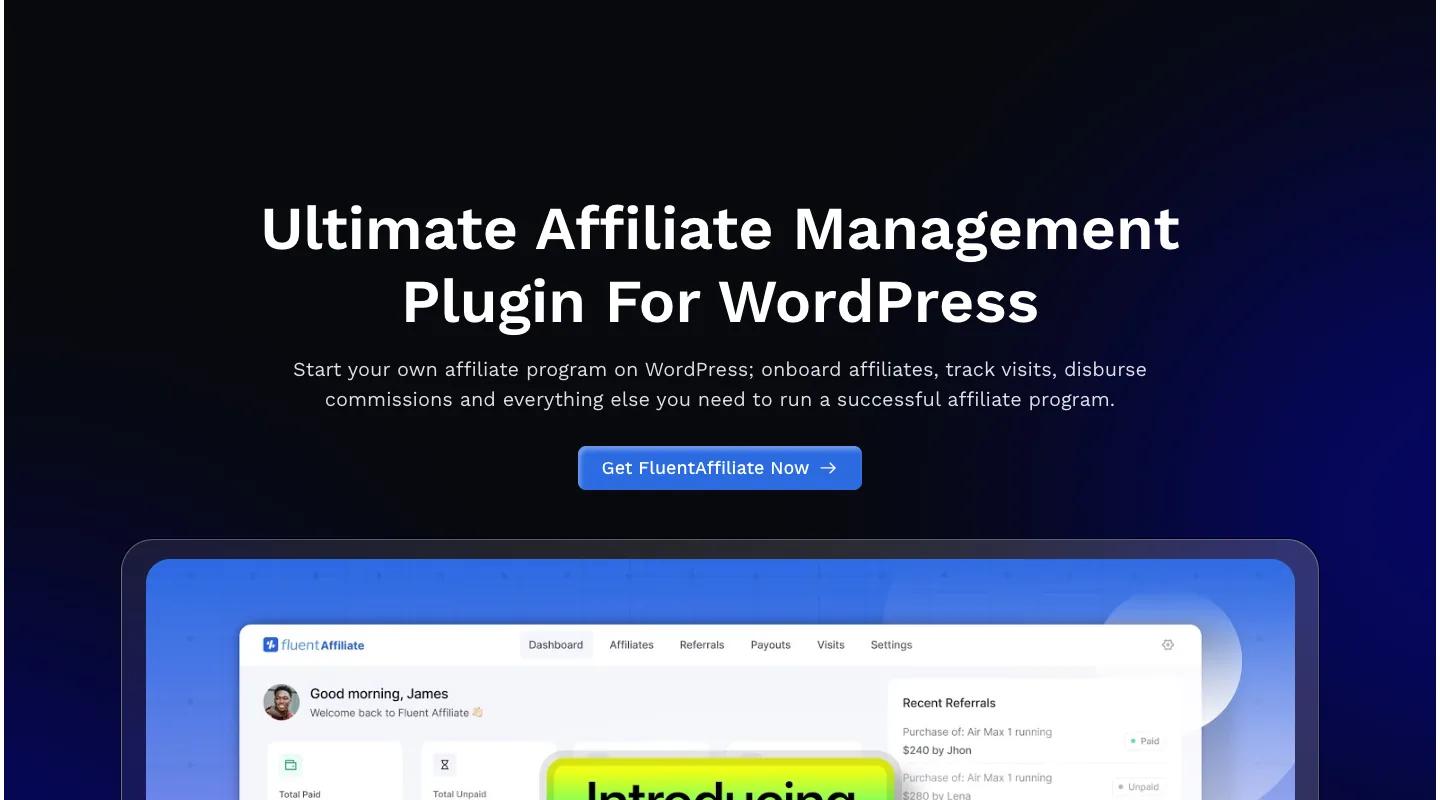 FluentAffiliate homepage