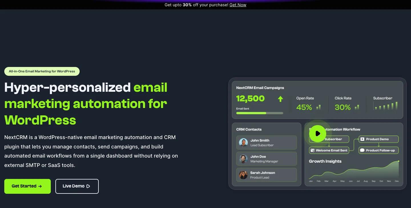 NextCRM homepage