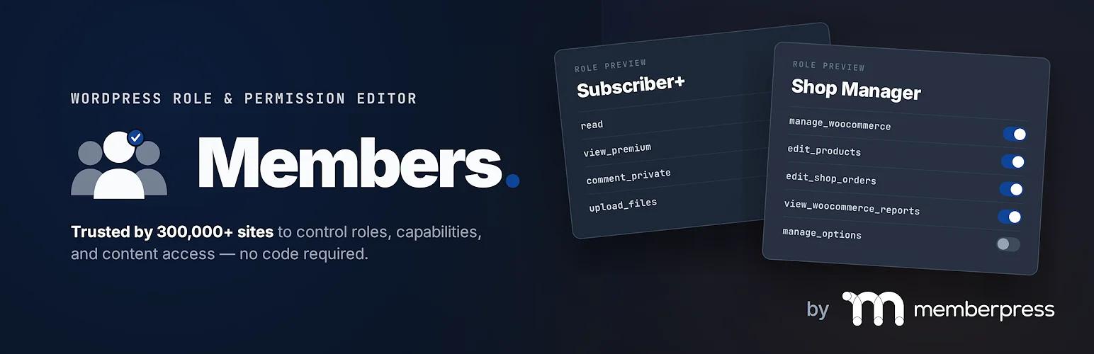 Members WordPress plugin banner from the WordPress.org plugin repository