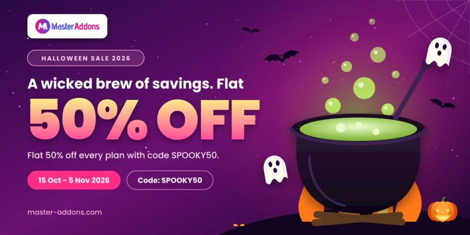 Master Addons Halloween Sale 2026, flat 50% off