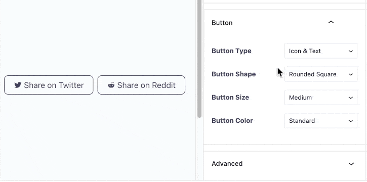 Social Share buttons style and preset customization