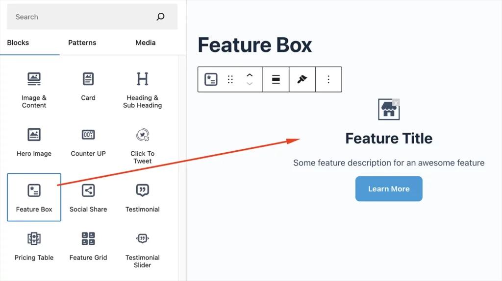 Add feature box in gutenberg editor